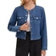thumbnail image 1 of CHAQUETA DE MEZCLILLA CORTA PARA MUJER INSPIRE CHIC SIN CUELLO 2025, CHAQUETAS DE MEZCLILLA DE MANGA LARGA S AZUL, 1 of 6
