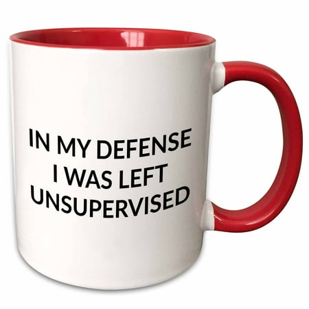 

3dRose Image of In My Defense I was Left Unsupervised Quote - Two Tone Red Mug 11oz (mug_305215_5)