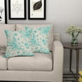 thumbnail image 7 of Teal Green Cream Flowers Pillow Covers 16x16 Inch 2 Packs Morden Teal Floral Throw Pillows Turquoise Chinoiserie Decorative Cushion Cover for Patio Furniture Sofa Bedroom Indoor/Outdoor Party, 7 of 7