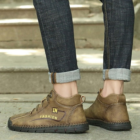 

Xiaoffenn Winter Boots For Men Men S High-Top Lace-Up Casual Platform Shoes All Weather Boots For Men