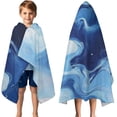 thumbnail image 3 of Blue Marble Flow Pattern Hooded Bath Towel，50"x30" for Ages 3 To 12 Kids, Quick Dry Lightweight Soft Microfiber Hood Beach Towel Cover Up for Kids, 3 of 7