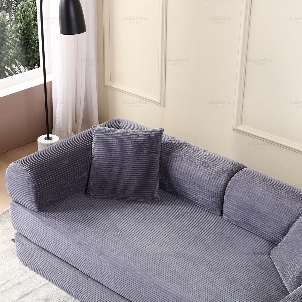 Miniyam 78 W x 35.4 L x 26.7 H Convertible Sleeper Sofa 2 in 1 Sleeper Sofa Couch Bed with Fixed-Shape Frame 3 Seat Folding Sofa Bed, Gray