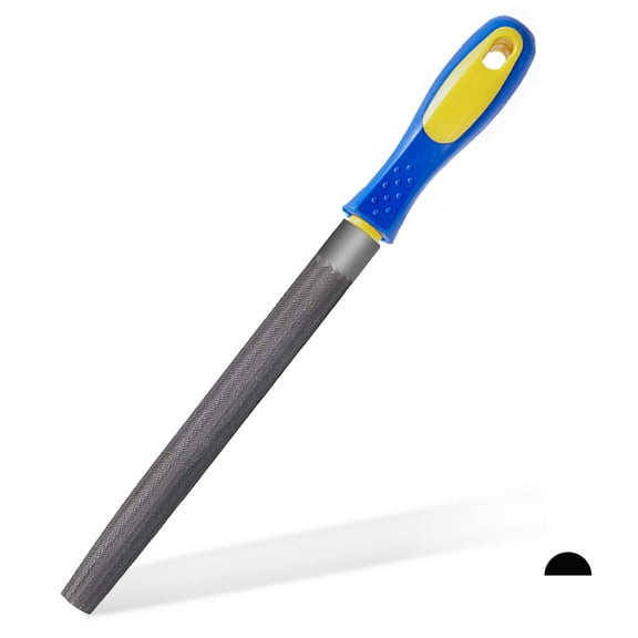 KALIM 8 Inch Half-round Hand File with High Carbon Hardened Steel, Ergonomic Grip, Plastic Non-slip Handle