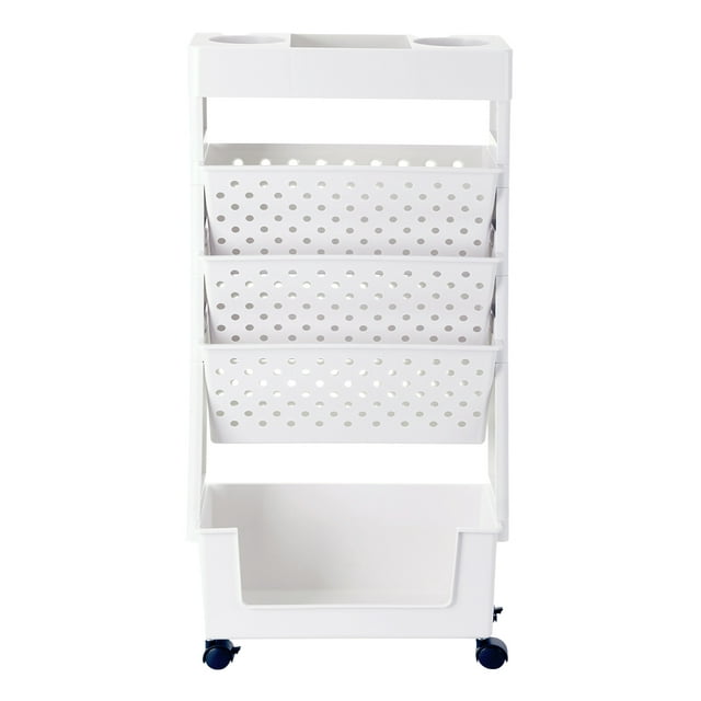 AG BOX Estantería organizador de almacenamiento | 4 compartimentos superiores y cesta inferior.