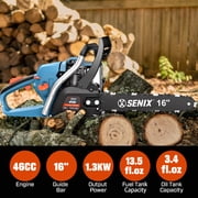 SENIX 46CC 4-Cycle Gas Powered Chainsaw, 16 Bar and Chain, Cordless Chain Saw with Loop Handle for Wood Cutting and Tree Trimming Automatic Oiler, CS4QL-L3