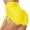 Yellow, variant on OOOUM Women Textured Yoga Shorts Adjustable Side Drawstring Ruched Tight High Waist Shorts Stretch Workout Running Booty Shorts White XXL