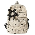 thumbnail image 4 of HJYCHN Bookbag for Girls Ruffled Quilted Bow Ribbon Backpack Back to School Supplies for Kids Boys Backpack White, 4 of 5
