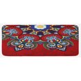 thumbnail image 1 of Mandala Kitchen Mat, Russian and Ukranian Lace Like Flowers Leaves Swirls Vintage Art, Plush Decorative Kitchen Mat with Non Slip Backing, 47" X 19", Red, by Ambesonne, 1 of 1