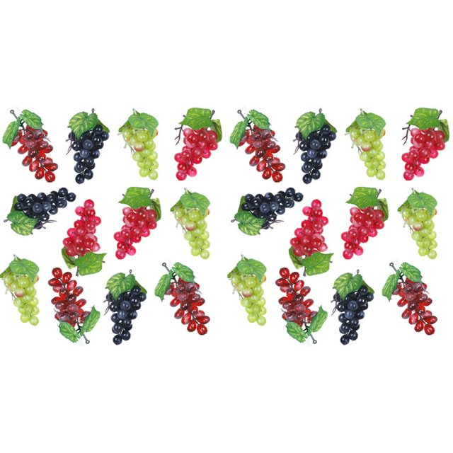 24 Bunches Artificial Grapes Simulation Decorative Lifelike Fake Grapes Clusters for Wedding Wine Kitchen Centerpiece