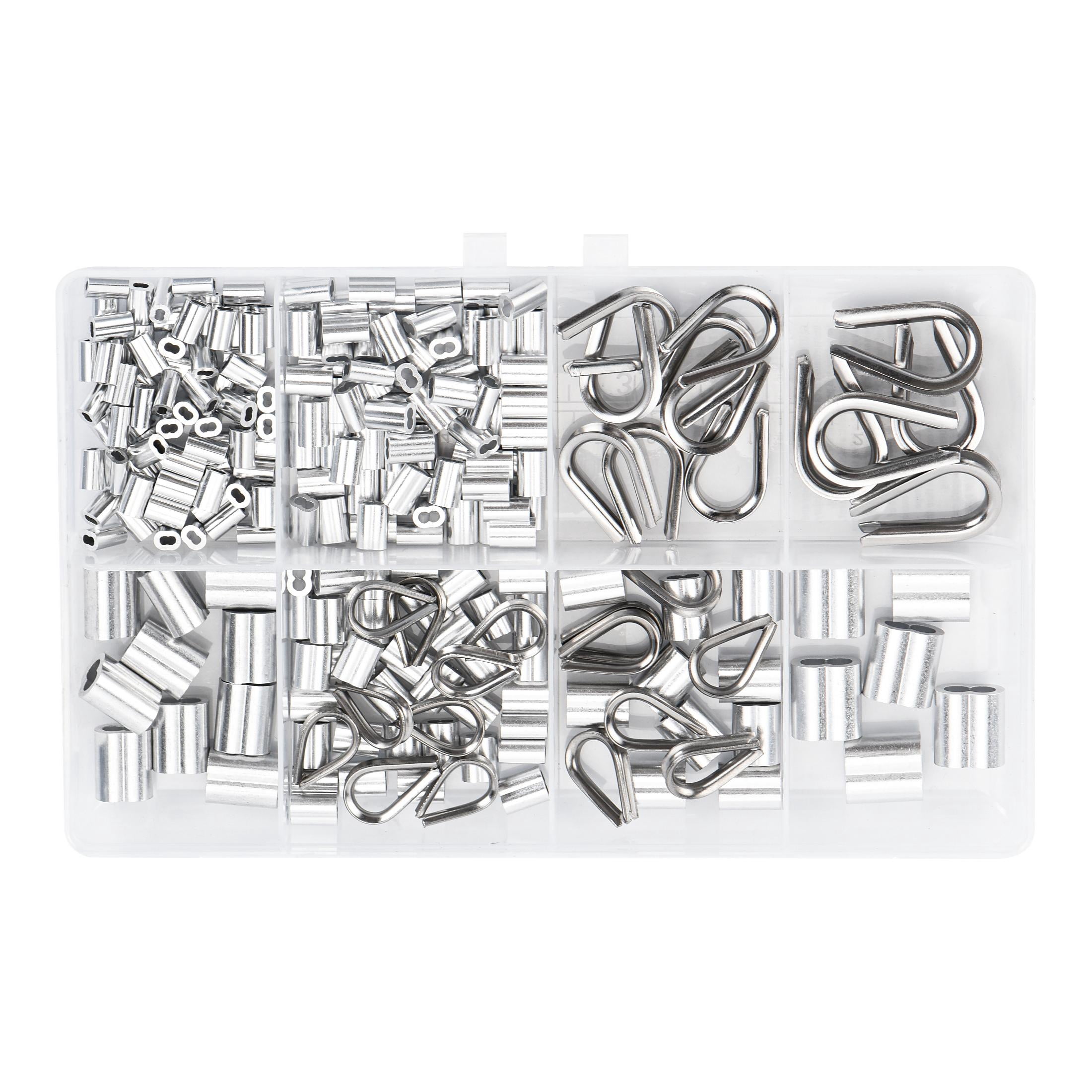 HT 240 Pack Stainless Steel Thimble Kit With Aluminum Crimping Sleeve