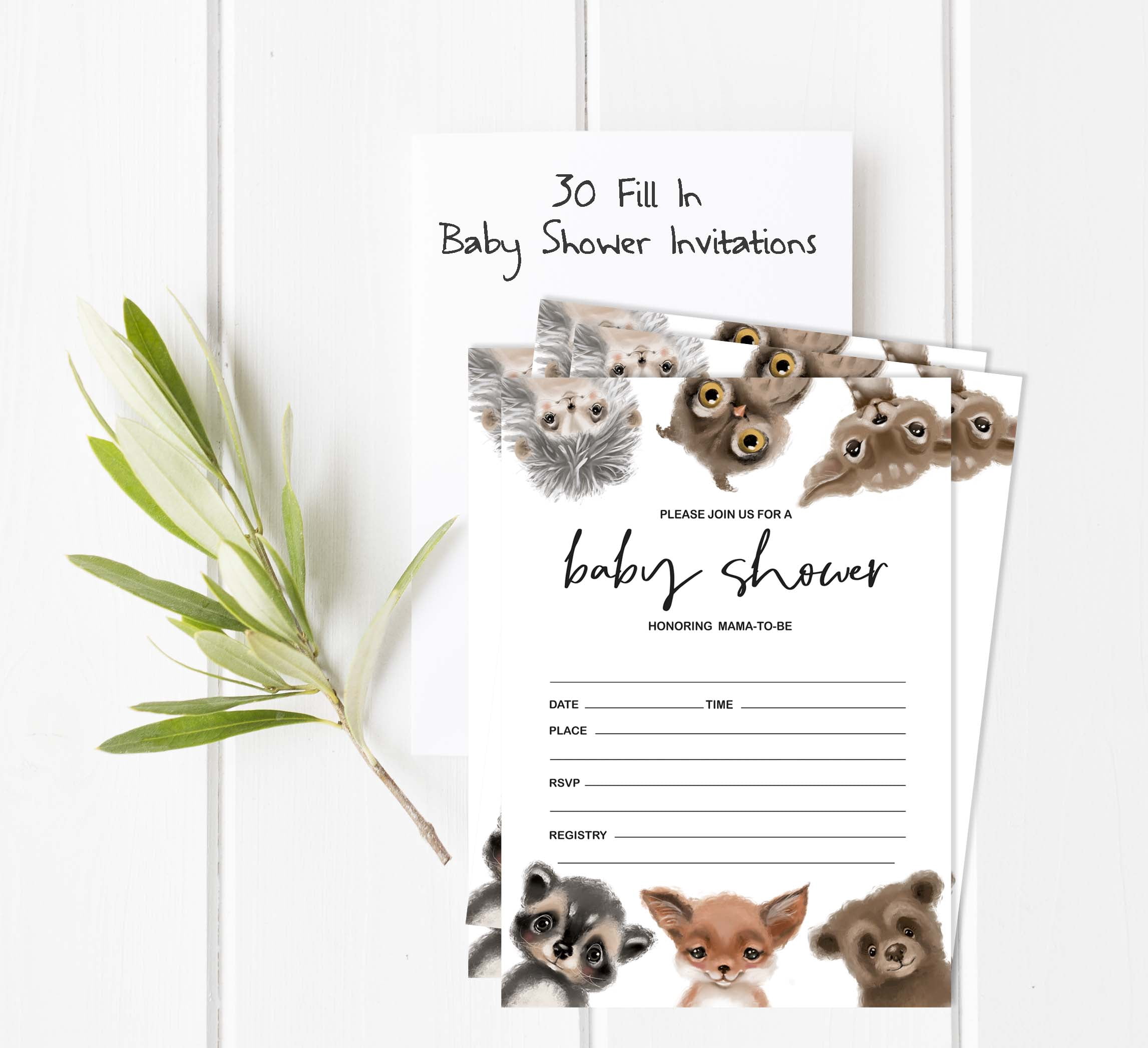 Inkdotpot Set Of 30Safari Baby Shower Invitations-Diaper Raffle Tickets And Baby Shower Book Request Cards Jungle Animals Invites Its A Boy Its A Girl