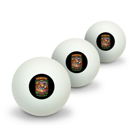 Freaky Tiki Cafe Parrot Tropical Beach Island Novelty Table Tennis Ping Pong Ball 3 Pack