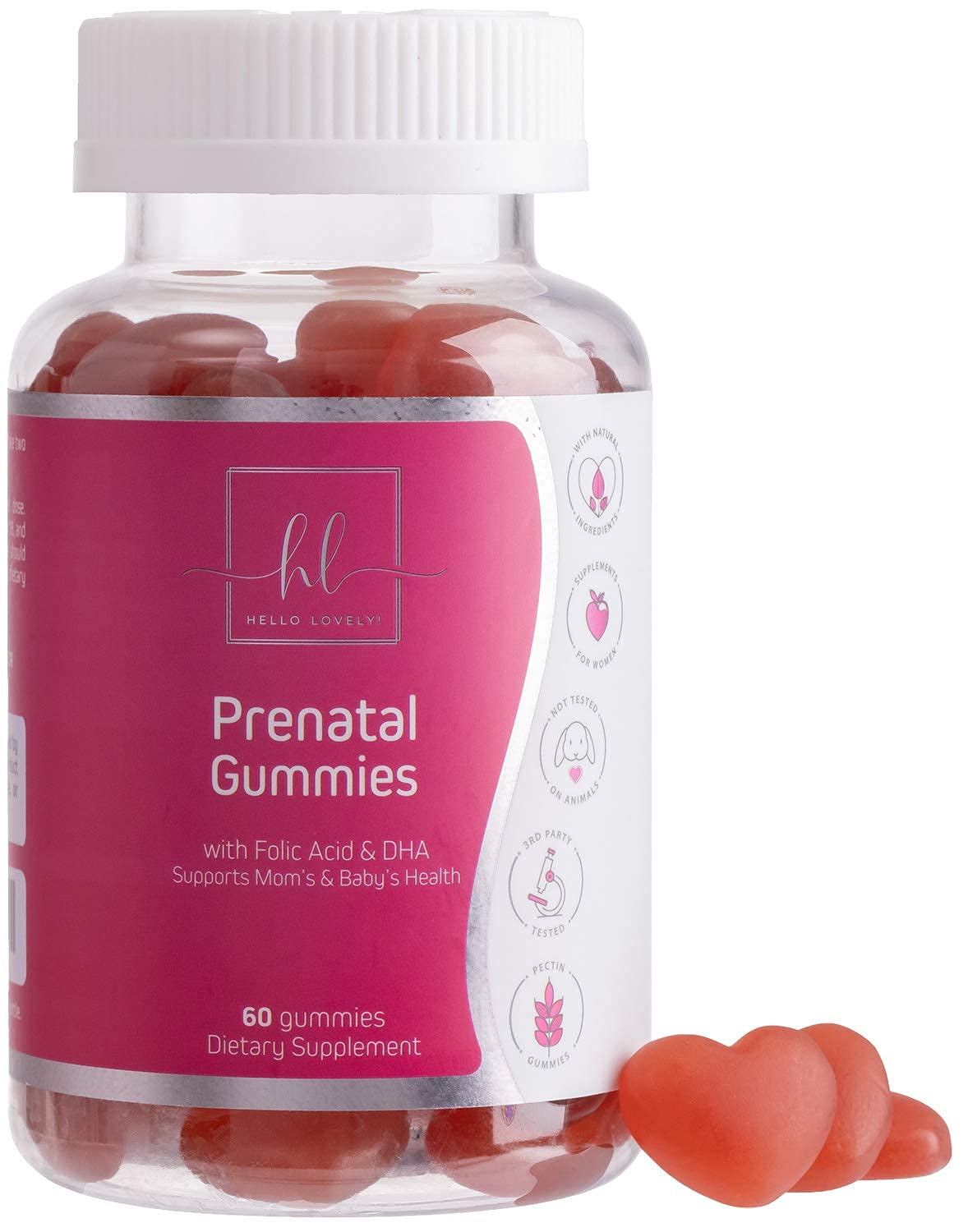 Hello Lovely! Prenatal Gummies With Folic Acid and DHA, 60 Ct