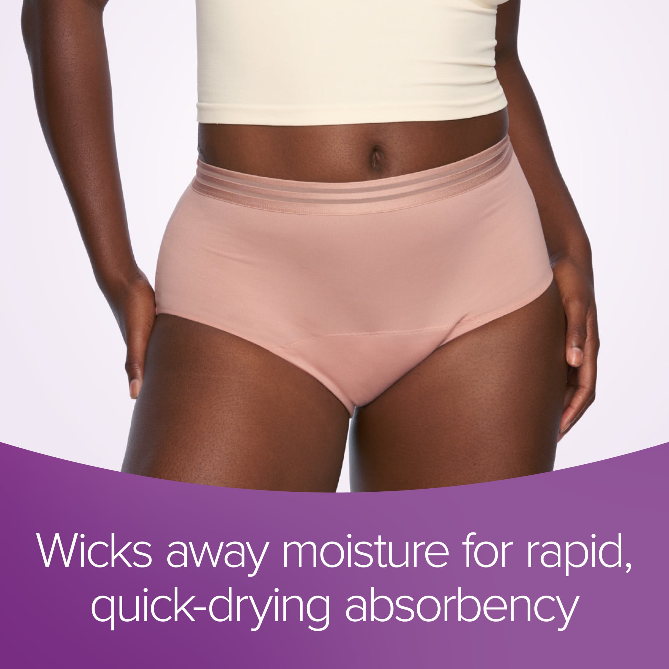 Poise Washable Adult Incontinence Underwear for Women, Reusable, Light Absorbency, Large, High Waist, Pink, 1 Count