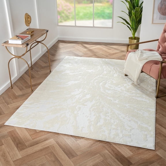 Luxe Weavers Abstract Marble Swirl Cream 8x10 Area Rug