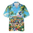 thumbnail image 3 of Camisa hawaiana con estampado 3D de pájaro y autobús para hombre, blusa gráfica hippie hawaiana, blusas de verano con botones de solapa para vacaciones, camisas de playa, 3 of 5