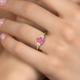thumbnail image 4 of Gem Stone King 10K Yellow Gold Fancy Pink Zirconia and White Zirconia Engagement Ring for Women | 1.71 Cttw | Oval 8X6MM | Gemstone Birthstone | Size 6, 4 of 6