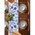 thumbnail image 2 of Navy Blue Easter Table Runner 60 Inches, Summer Spring Floral Bed Runner Dresser Scarves Tabletop for Indoor Outdoor Parties/Ceremony/Banquet, 13" x 60", 2 of 8