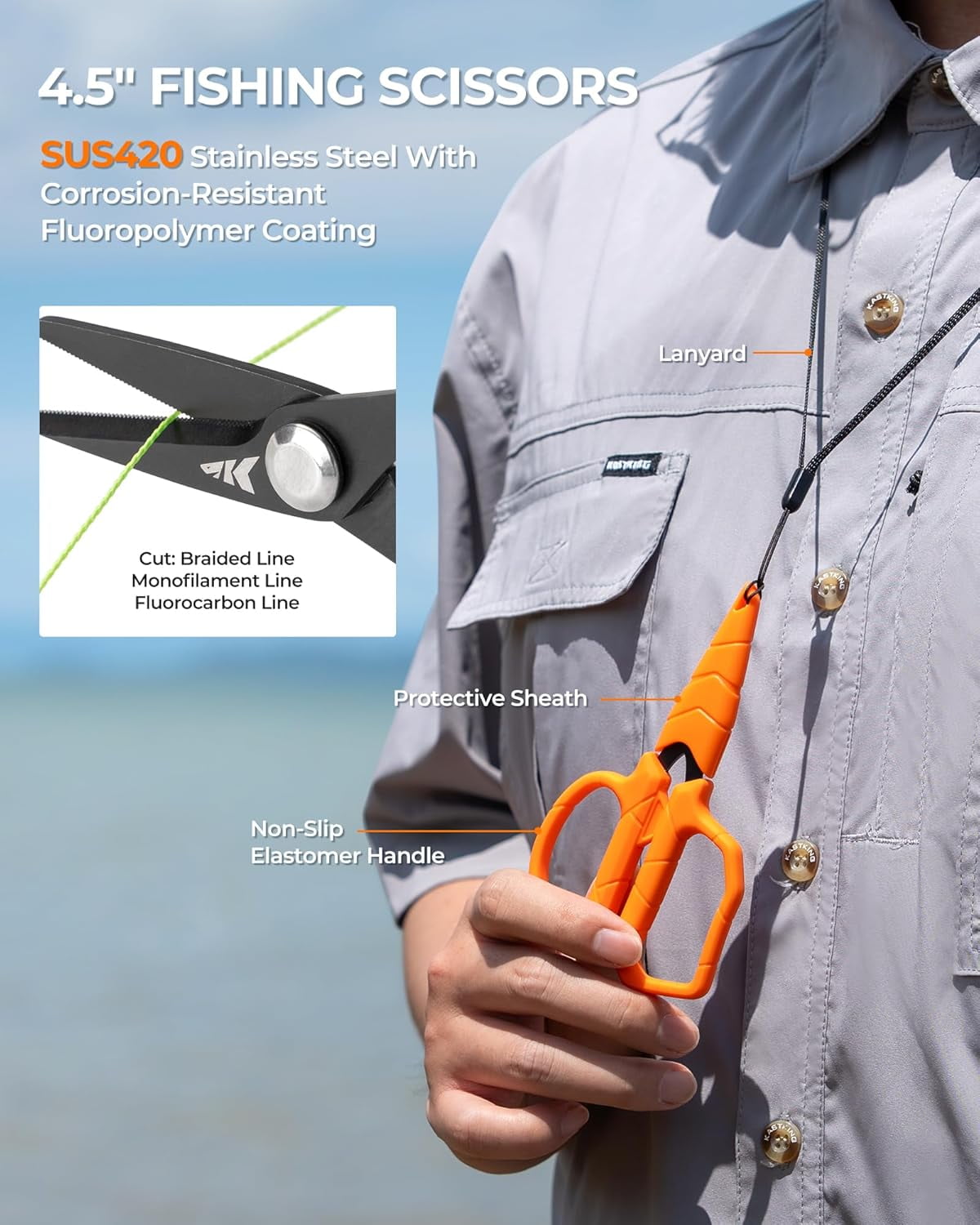KastKing 4PC Fishing Tool Set, Pliers, Knife, Scissors & Lip Gripper SteelStream