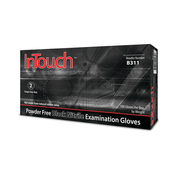 Atlantic Safety Products B311-L Powder Free Exam Black 6MIL Nitrile Glove, L