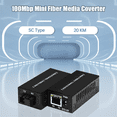 thumbnail image 2 of Miniconvertidor de medios de fibra óptica de 10/100 M, conector SC de 20 KM, transceptor de fibra óptica monomodo de 155 Mbps, enchufe estadounidense, 2 of 5