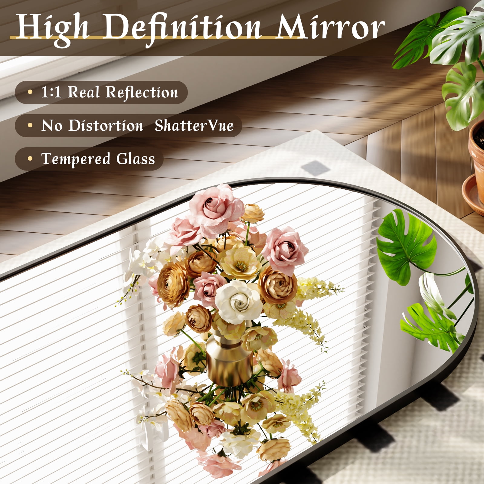 AUROMIR 26"x71" Arched Full Length Mirror Free Standing Full Body Floor Mirror, Black