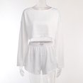 thumbnail image 3 of Traje de primavera y verano 2025 para mujer, moda, estilo sencillo, ajustado, holgado, jersey, top y pantalones cortos., 3 of 4