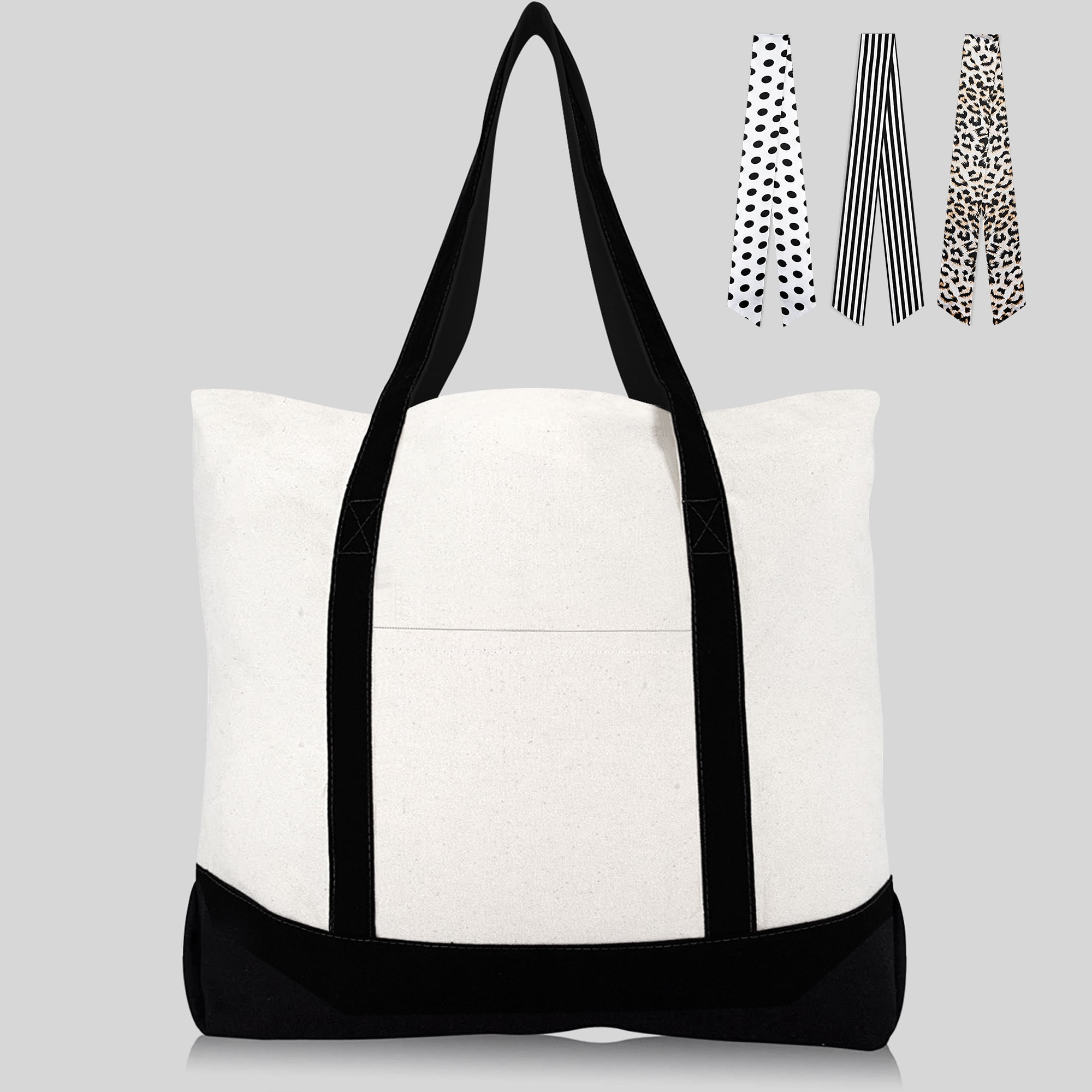 Canvas tote bag with zipper cotton bag for women women tote bag durable fashionable bag with pocket reusable teacher tote bag