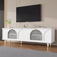 thumbnail image 5 of Miekor Furniture Contemporary TV Stand with Adjustable Shelves for TVs Up to 78'', Stylish Media Console with Gold Handles and Arch Fluted Glass Doors, Delicate Entertainment Center B3A606, 5 of 8
