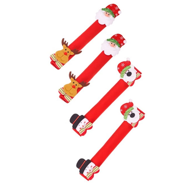 4 Pcs Housses Protectrices de Poignée de Four à Micro-Ondes de Noël Xmas pour Réfrigérateur Cuisine Réfrigérateur Poignée de Porte Gants