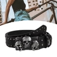 thumbnail image 2 of Yokua Skull Waist Belt Buckle Cool Punk Studded Belt Cowboy Grunge Wide Belt, 2 of 11