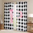 thumbnail image 2 of Manfei Geometric Checkered Print Blackout Curtains Set of 2 (52x84 Each),Initial Letter P Curtain, 2 of 6