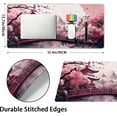 thumbnail image 2 of Pink Japanese Cherry Blossom Large Mouse Pad XXL Sakura Forest Tree Sun Tower Mountain Extended Large Desk Mat Big Desk Pad 90X40 CM Non-Slip Rubber Base Stitched Edge Long Mousepad,35.4 x 15.7 Inch, 2 of 6