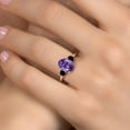 thumbnail image 4 of Gem Stone King 2.84 Ct Oval Purple Amethyst Black Diamond 18K Rose Gold Plated Silver Ring, 4 of 6