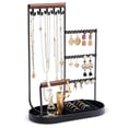 thumbnail image 1 of Organizador de joyas ProCase, soporte para joyas con bandeja para anillos, color negro, 1 of 8