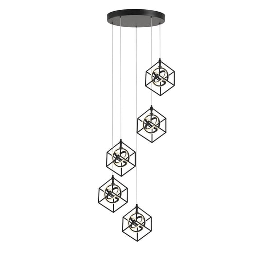 Artcraft Lighting Tulip Collection Integrated LED 5Light Pendant, Matte Black