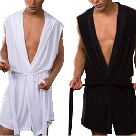 Men Sleeveless Bathrobe Men Summer Sleepwear Men Summer Kimono Men ...