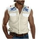thumbnail image 2 of Camiseta sin mangas con cuello vuelto para hombre, estilo informal, a la moda, con estampado, cuello vuelto, sin mangas, bolsillos, deportiva, de poliéster, 2 of 5