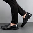thumbnail image 6 of Men's Crocodile-Patterned Casual Oxford Shoes Business Formal Classic Loafers for Wedding Driving Genuine Leather Shoes Black 9 US, 6 of 7