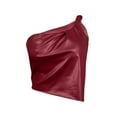 thumbnail image 5 of Kaemgyyd Women's Leather Shirt Fashion Sleeveless Asymmetrical Hem Slim Tank Top Solid Color One-Shoulder PU Tunic Tee Clubwear, 5 of 5