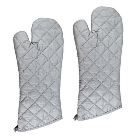 

New Star Foodservice 32109 Interwoven Cloth/Silicone Oven Mitts Up to 400F 17-Inch Set of 2