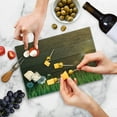 thumbnail image 5 of Flower Cutting Board, Digitally Drawn Daisy Field in Front of Wooden Fences Sunny Foliage Theme, Decorative Tempered Glass Cutting and Serving Board, Small Size, Green Brown, by Ambesonne, 5 of 5