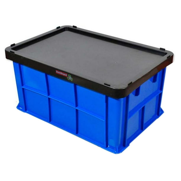 Caja Organizadora VentDepot Quebec Uso Rudo 1 Pza 15kg 50x34x27cm Apilable Polietileno Azul/Negro