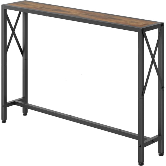 55.1" Narrow Sofa Table, Console Table with Oulets &  Ports, Entryway Table, Industrial Couch Table for Hallway,  Room, , 6.5  Power Cord,Black