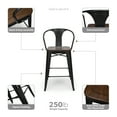 thumbnail image 5 of OFM 161 Collection Industrial Modern 4 Pack 26" Mid Back Metal Stools with Arms and Solid Ash Wood Seats, Galvanized Steel Bar Stools with Oversized Seats, in Black/Walnut (161-26A-BK-WNT-4), 5 of 17