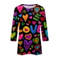 thumbnail image 4 of Resicozy Valentines Shirts For Women 3/4 Length Sleeve Valentine Day Top 2026 Cute Heart Printed Graphic Shirt Crewneck Pullover Light pink 2XL, 4 of 4