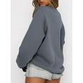 thumbnail image 4 of Chandail à Manches Longues pour Femmes, Col Rond Décontracté, Coupe Ample, Chandail à Capuche, Polaire, Automne, 4 of 6