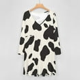 ZHANGS Sleek Cow Print274 Women's Plus Size Dresses Long Sleeve Dress