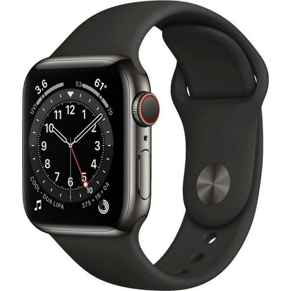 Pre-Owned Apple Watch Series 6 (GPS LTE) 40mm Graphite Stainless Steel Case & Black Sport Band ( Good)