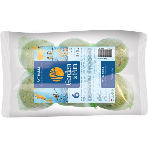 Garden & Fun Suet Balls Bird Food, Natural - Pack of 6
